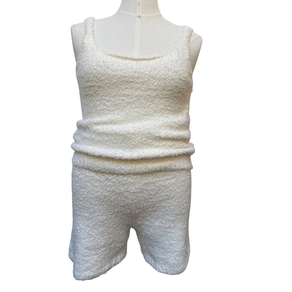 NWOT SKIMS Cozy Knit Tank & Shorts Set 4X 5X Cream Ivory Bouclé Lounge Sleep